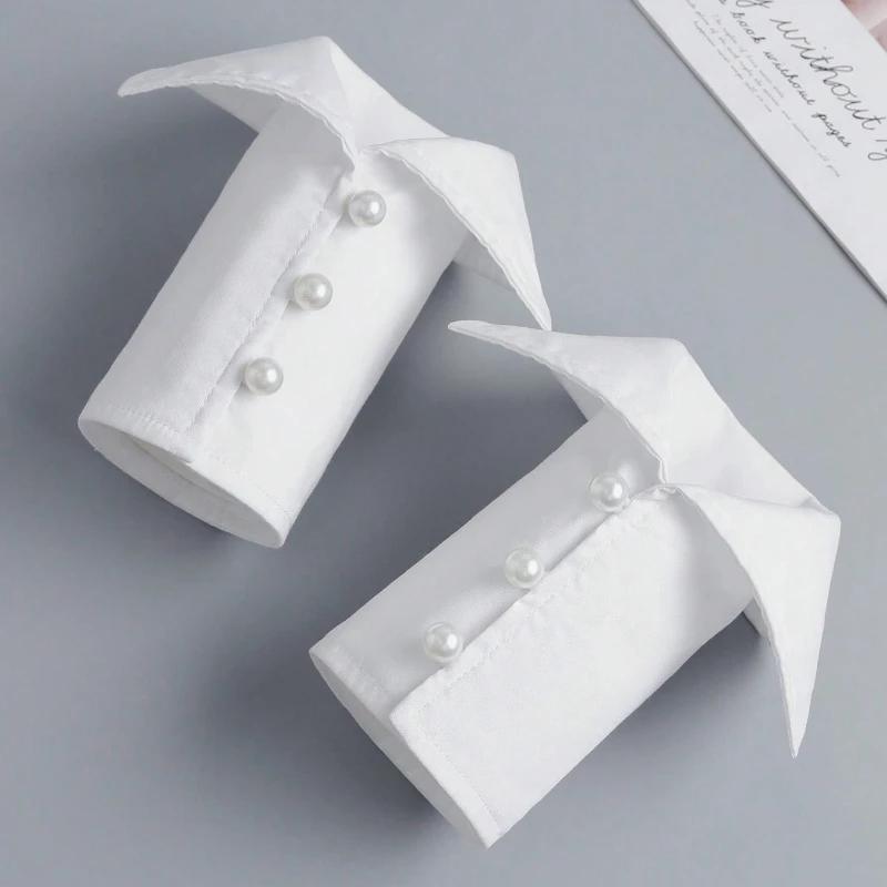 1 Paar Schlichte Weiße Elegante Perlenmanschetten Perfekt für Herbst-Winter-Dekoration Verleihen Outfits Eleganz