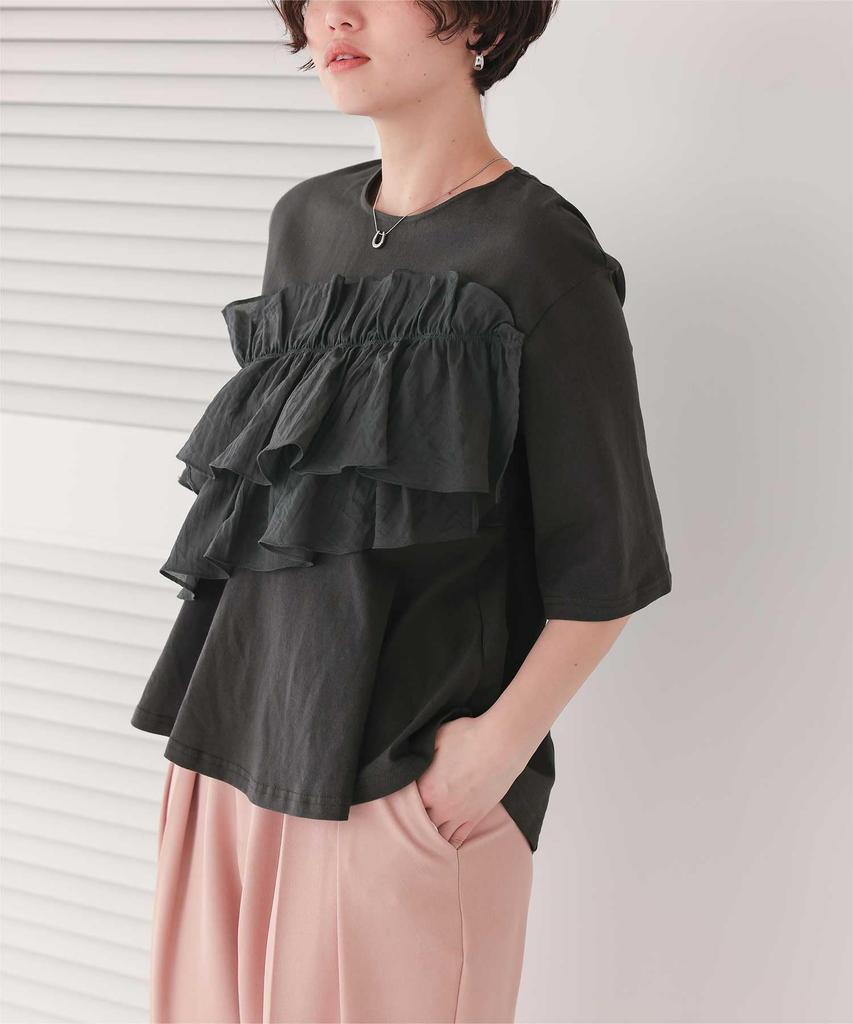 Titibait Asymmetrical Gathered Ruffle Docking Top Size (AFXP4333), Women's, Small, Off-White