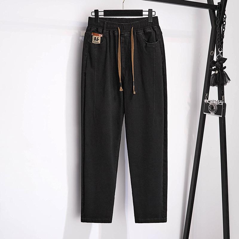 Plus Size Women's High Waist Slimming Denim Pants - Casual Loose Fit