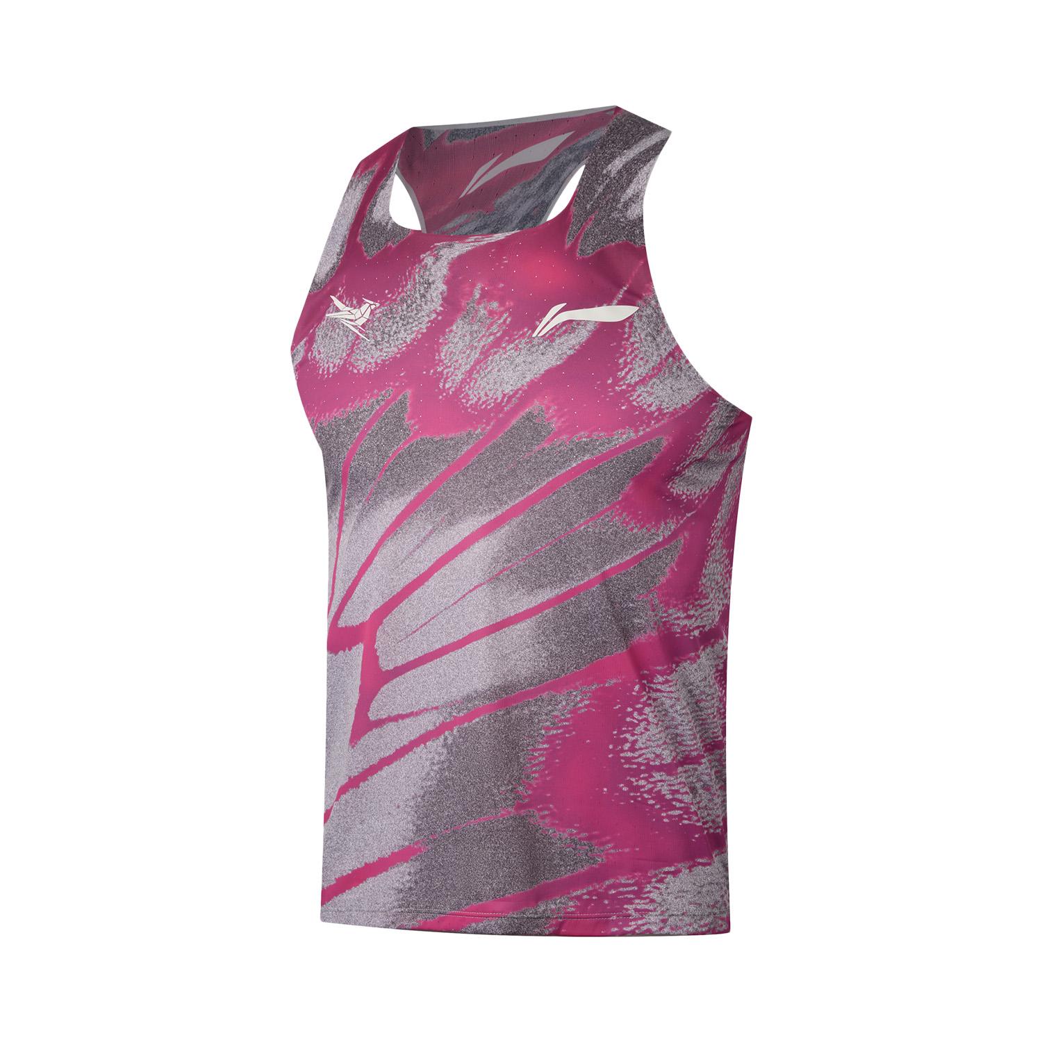 Li Ning Dragon Sparrow Running Tank Top Men s Red Pink Gray AAYV123-35 2XL