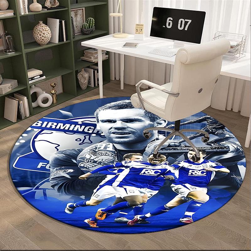 1PC round rug Birming-ham Football Club Printed Round Area Rug ,Rug For Home Office, Round Chair Rug, Decorative Carpet Fan gifts Christmas gift