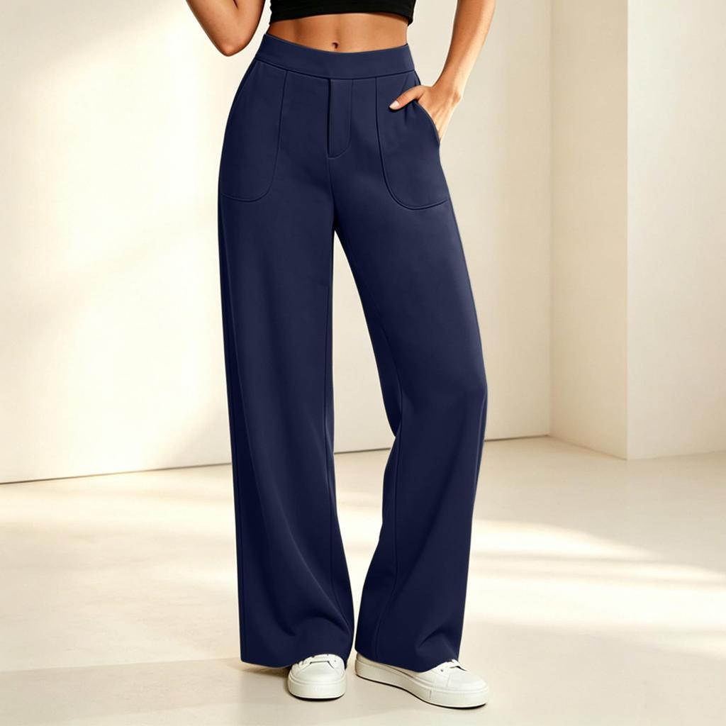 Women's Wide Leg Casual Pants High Waist Elastic Waistband Loose Fit Trousers with Pockets Suitable for Everyday Wear and Relaxed Style