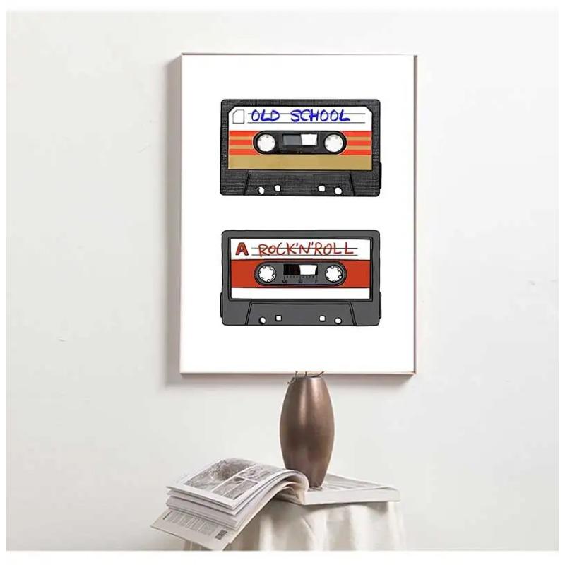 Vintage Cassette Tape and Vinyl Poster Modern Music Prints Canvas Painting Wall Art Pictures Home Room Classics Music Decoration