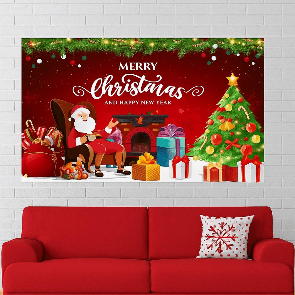 Happy New Year Theme Christmas Background Banner Cloth Christmas Decorations Photography Props