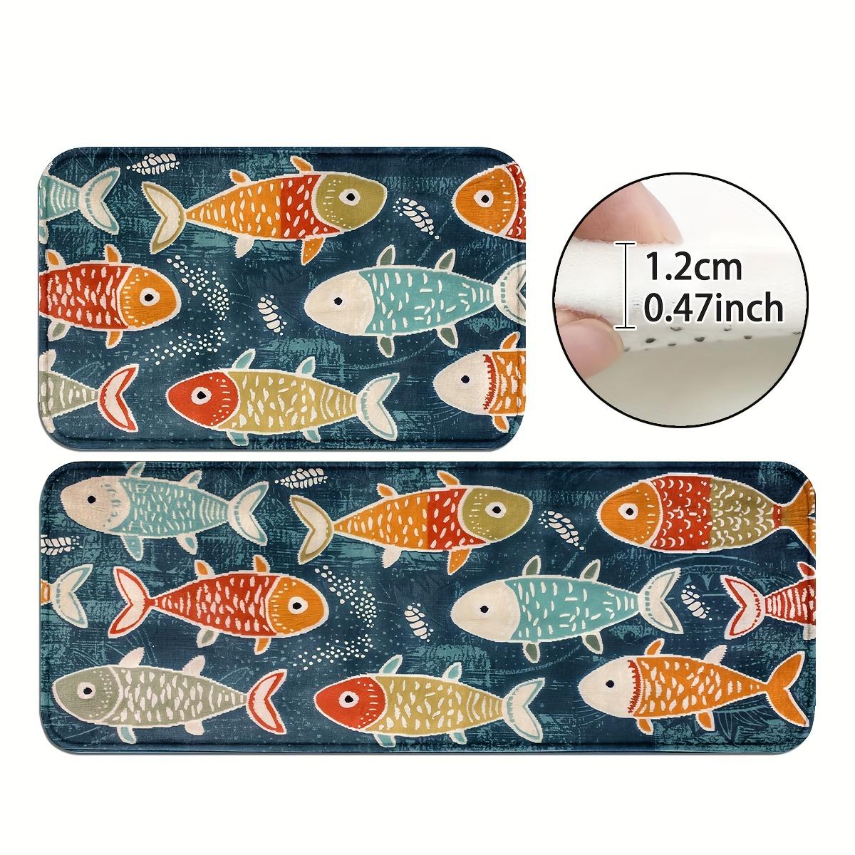 

Cartoon Colorful Fish Carpet 2pc Kitchen Rug Doormat Welcome Mat Living Room Carpet Rug For Bedroom Home Decoration 40X60CM (1.3X2FT