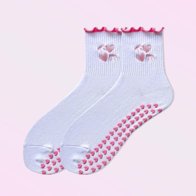 

Women s Mid-Calf Yoga and Pilates Non-Slip Socks with Cartoon Shark Embroidery One Size