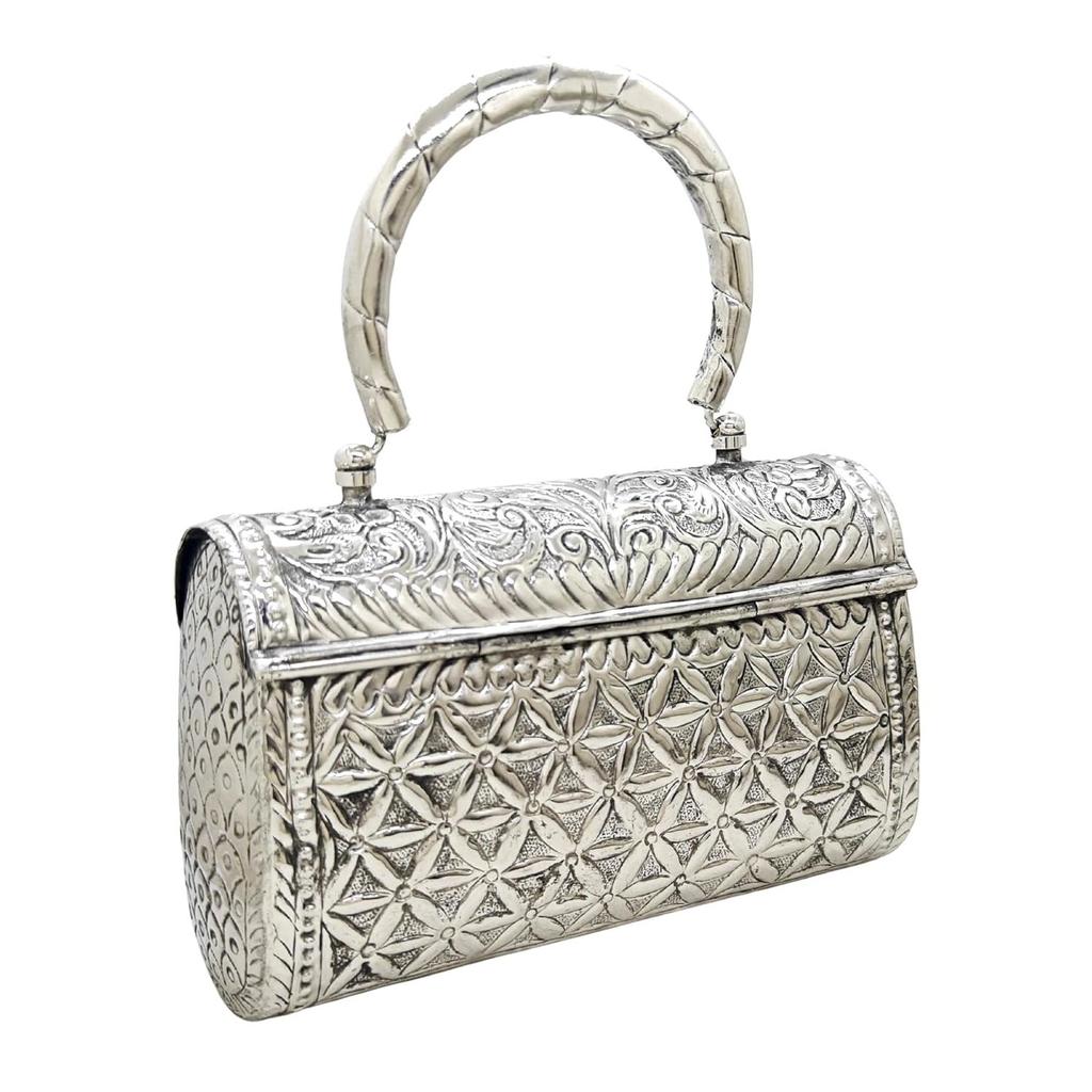 Damen Silbergriff Metall Clutch Hand Cluth