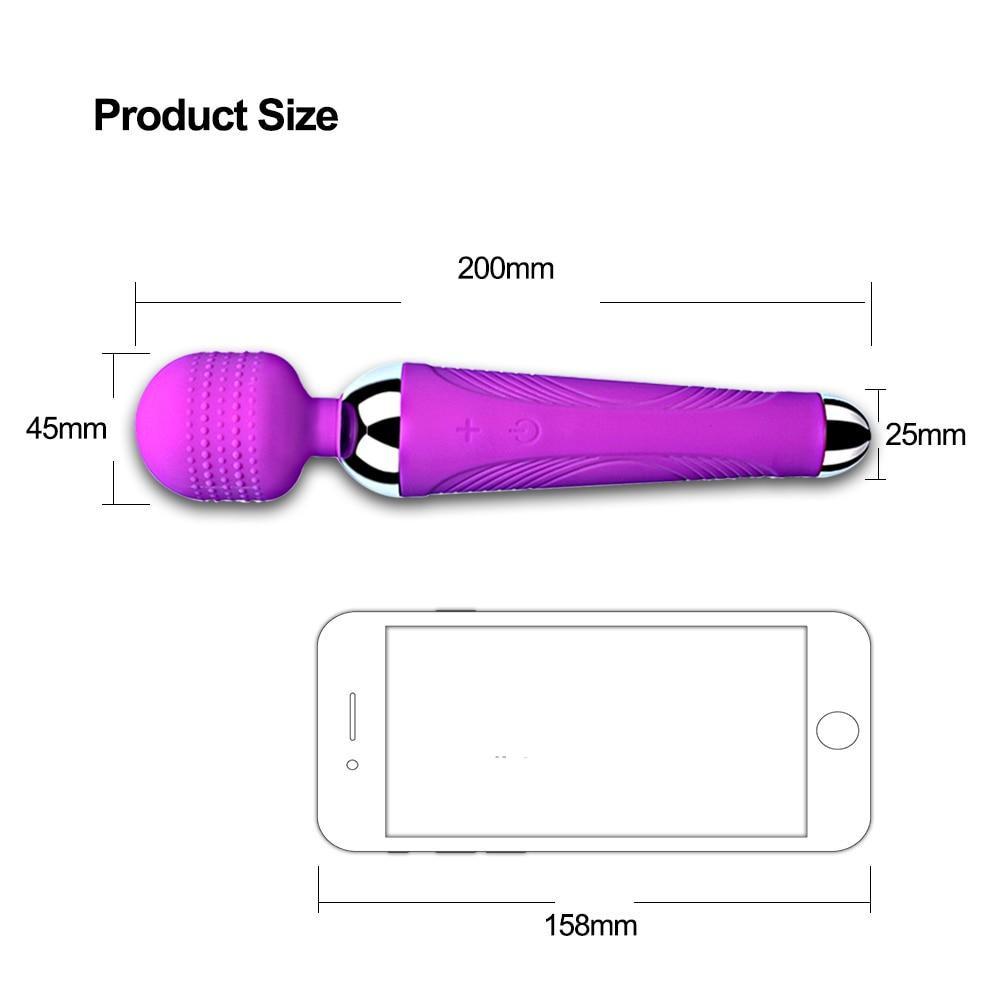 Enorme tryllestavvibratorer for kvinner, USB Lading Big AV Stick G Spot Massasjer Klitorisstimulator