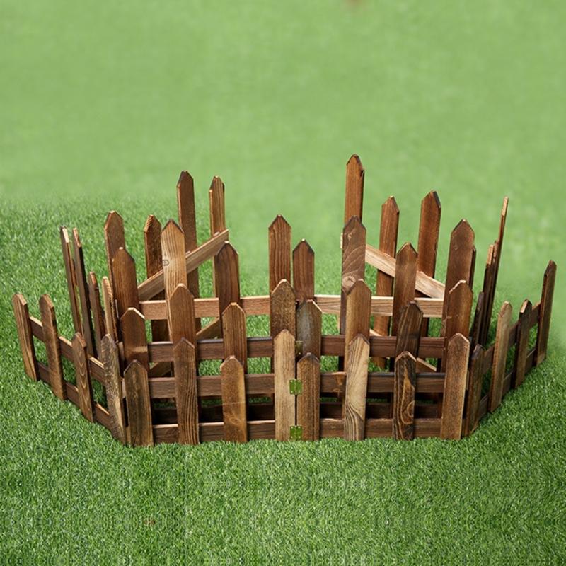 120cm Mini Fence Barrier DIY Miniature Fairy Garden Fence Wooden Craft Figurine Ornament Dollhouse Decoration Accessory