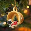 1Pcs Christmas Cartoon Dachshund Dog Ornament Cup Acrylic Pendant Christmas Tree Hanging Decoration Car Interior Decor