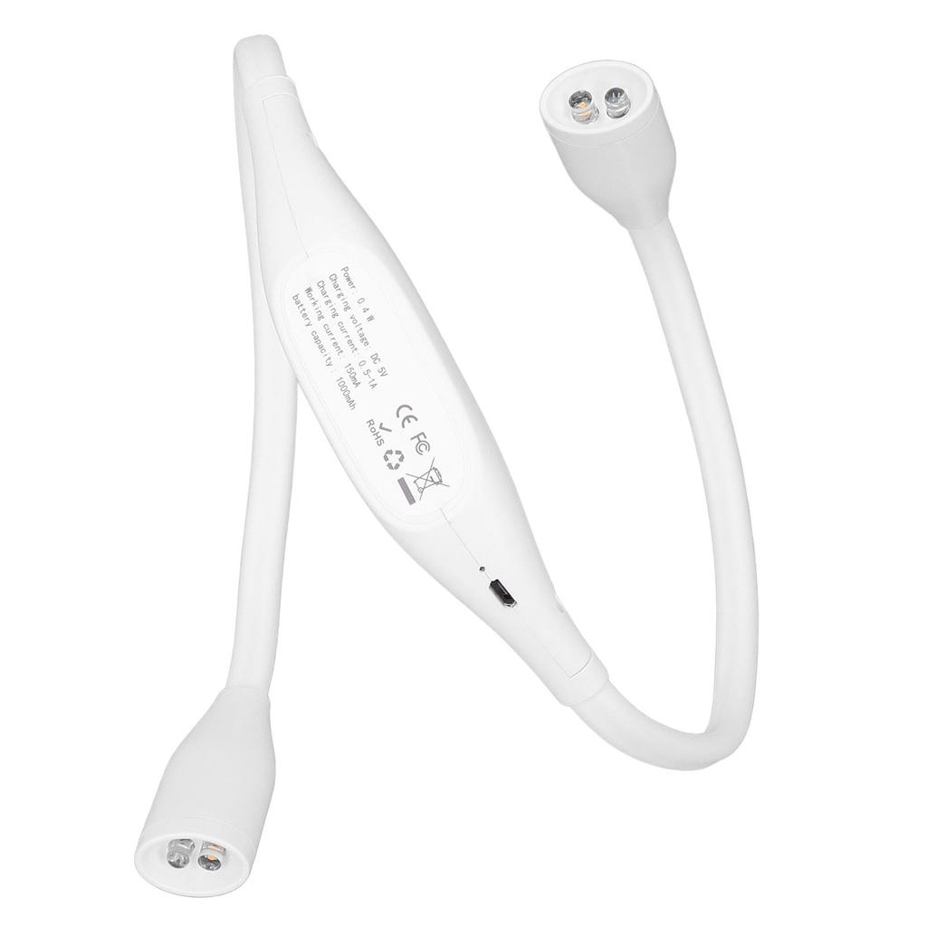 Neck Light USB Rechargeable 3 Brightness Levels 360 degrees  Flexible LED Neck Reading Lamp for Running RepairingWhite