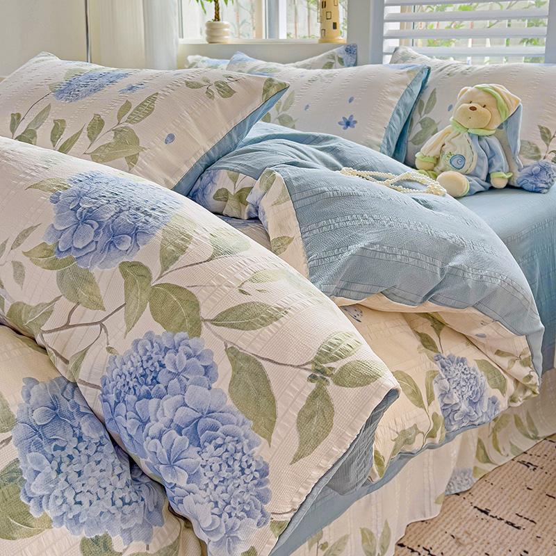 Flowers Print Bedding Comforter Set with Pillowcase Bed Sheet Single Full Size Bed Linen Duvet Cover Set Queen/King Double Bed