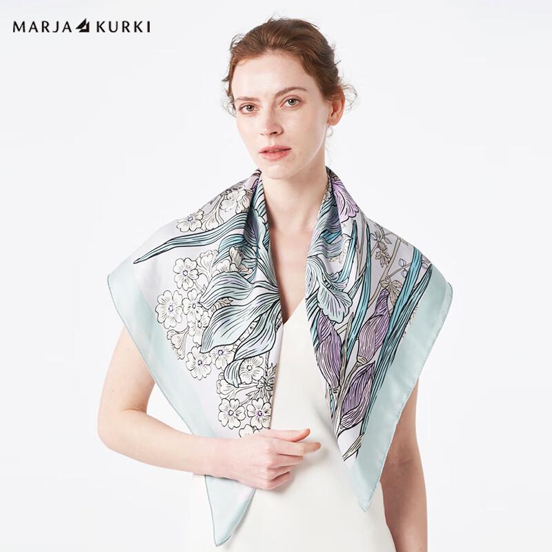 MARJA KURKI Women's Canna Lily Mulberry Silk Square Scarf