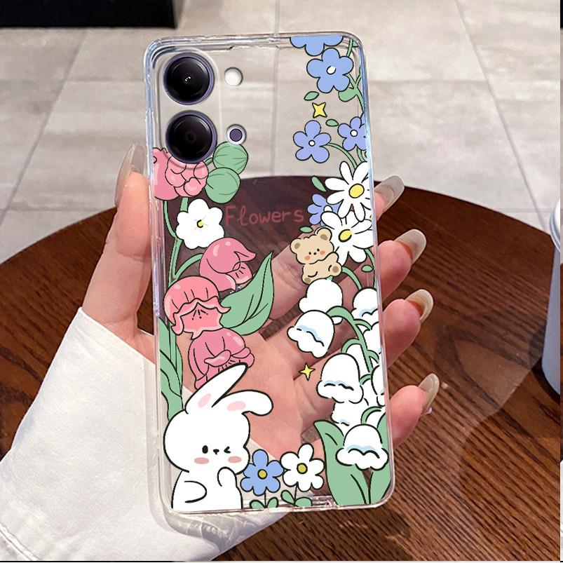 For Vivo Y11 5G V2575 Case Vivo Y21 5G V2553 Phone Case Clear Luxury Cute Love Heart Rabbit Funny TPU Soft Silicone Back Cover