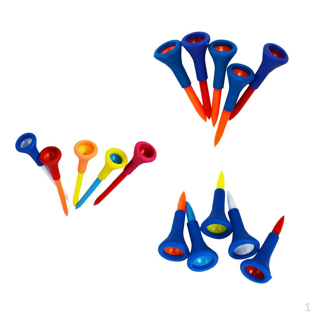 Rubber Plastic golf professional tees Mixed Length Random Color, Set of 15, Durable and