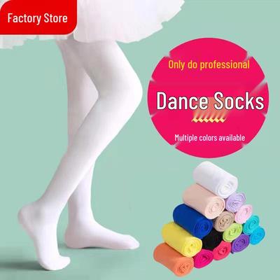 Mädchen Frühling/Sommer 80D Weiße Ballettstrumpfhose - Samt Tanzsocken