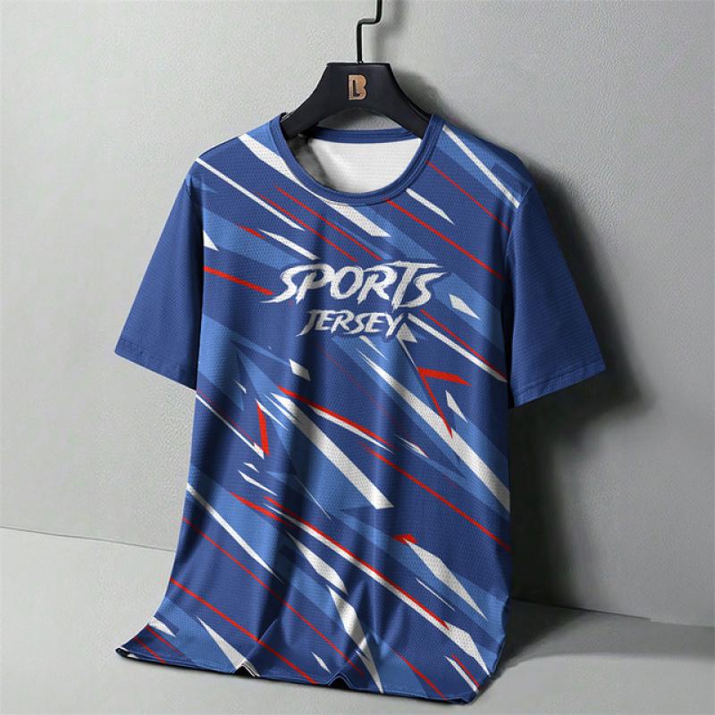 Men's Fitness T-Shirt Casual Short Sleeved Tees Gym Sports T-Shirt For Men Quick Drying Clothes Top Oversized Tshirt Streetwear