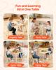Kids Table and 2 Chairs Set, Toddler Table and Chair Set with Rounded Edge Design & Graffiti Desktop, Wooden Desk for Art, Craft, Reading, Learning,