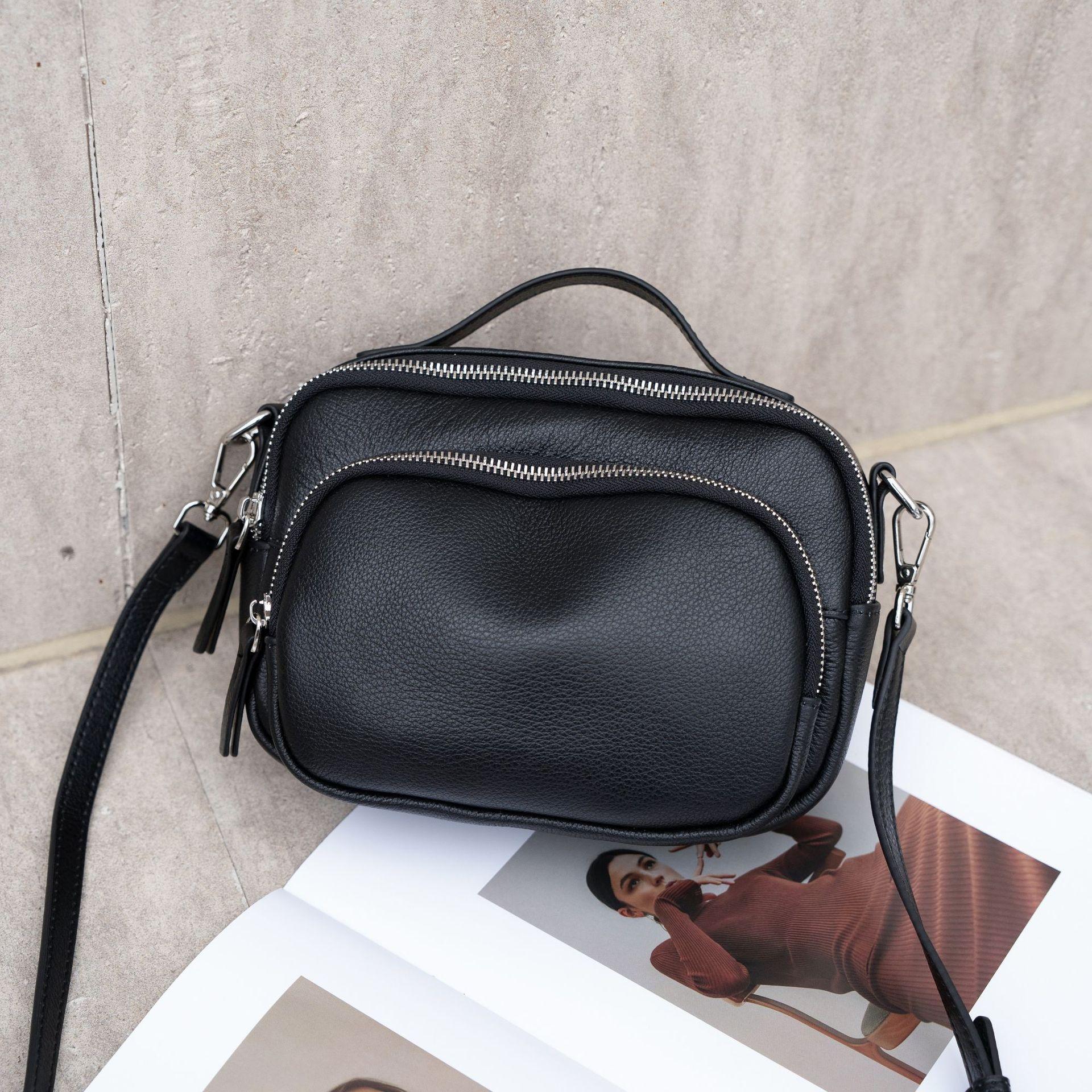 

Сумка из коровьей кожи горизонтальная квадратная, сумка-голова, женская популярная модная на одно плечо, кроссбоди, практичная сумка-ракушка из мягкой кожи чёрный