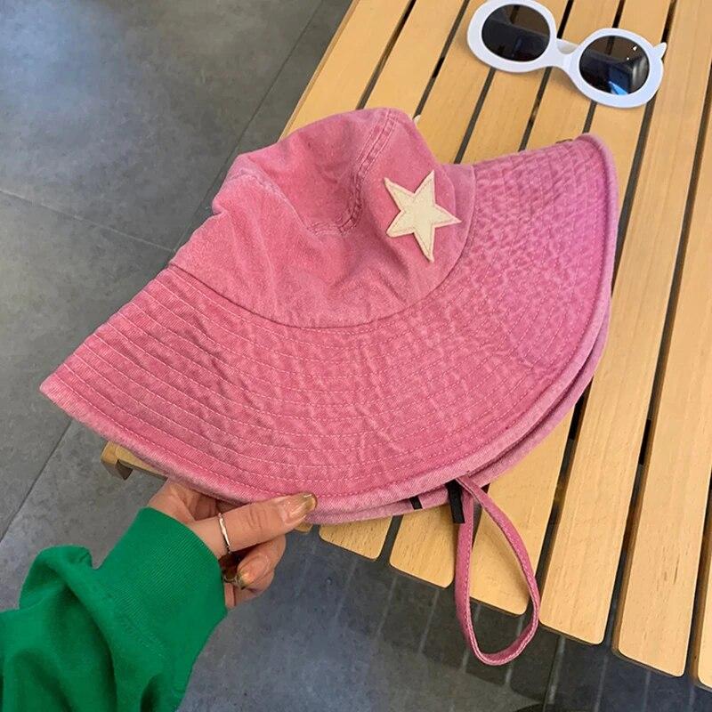 

Ковбойские кепки в стиле панк-звезда в стиле вестерн, унисекс, джинсовые шапки с завязками в стиле ретро, ​​регулируемая панама для женщин и мужчин one size розовый