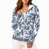 Sudadera con capucha ligera para mujer con cremallera, bolsillos, manga larga, estampado floral, chaqueta con protección solar, prenda exterior informal