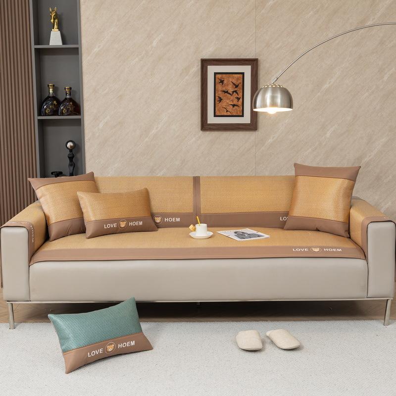 New Summer Ice Silk Mat Sofa Cushion Light Luxury High-End Sofa Cover Cover Cover Towel Cold Rattan Mat