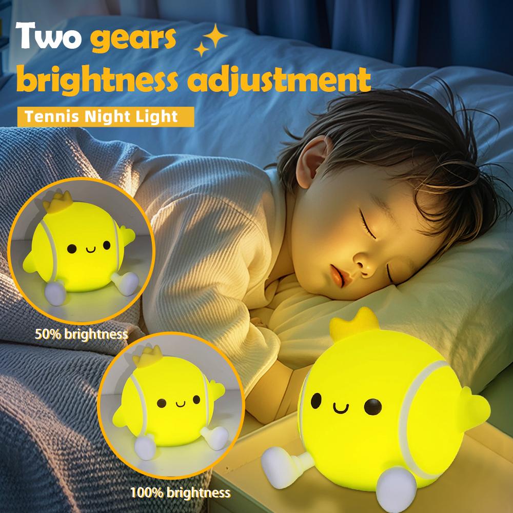 LED Tennis Nachtlicht für Babyzimmer Kleinkind Spaß Fußball Silikon Schlaflampe Wiederaufladbare Nachttisch Touch Lampe für Zimmer