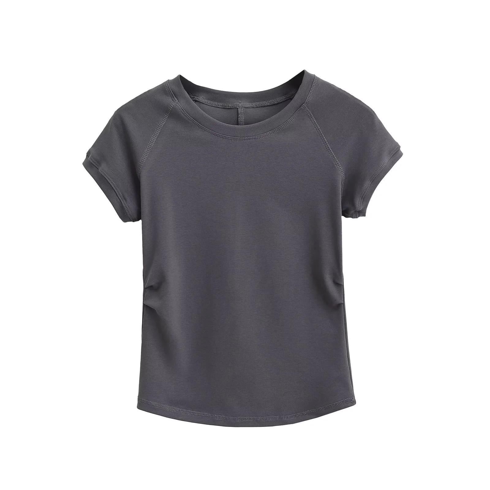 

Women s Summer Slim Fit Raglan Sleeve Short Top T-Shirt Large темно-серого