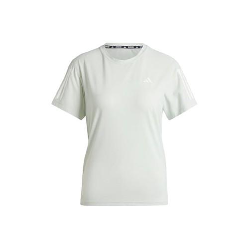 adidas Striped Crew Neck Running T-Shirt for Women, Light Green L