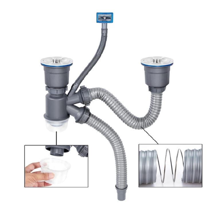 Pack Of 2 Kitchen Sink Drain Set Featuring Removable Basket and Sealing Stoppers In Sturdy Stainless Steel Materials
