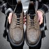 Classic Autumn Winter Casual Leather Men Boots Brogue Lace Up Anti Slip Soles Daily Outdoor Walking Shoes For Man