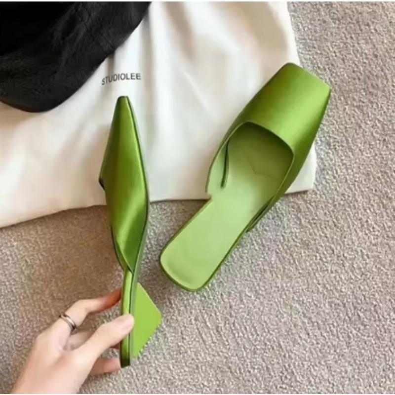 Fashion 2025Spring Summer Cover Toe Women Muels Slippers Fashion Shallow Ladies Slip on Party Dress Casual and Elegant Female Shoes