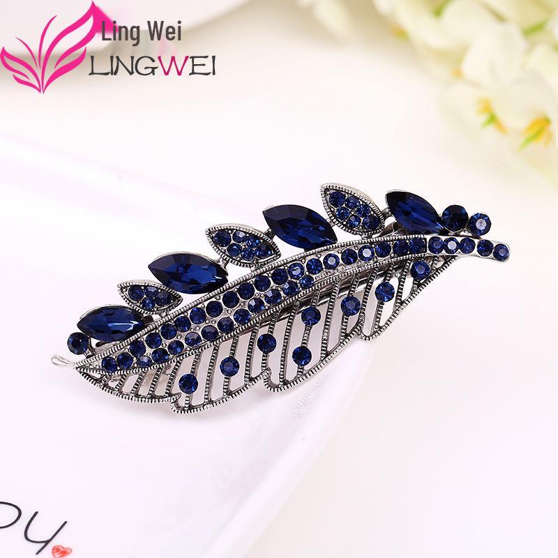 

Korean Retro Leaf Crystal Hair Clip - Spring Style Horizontal Accessory разноцветный