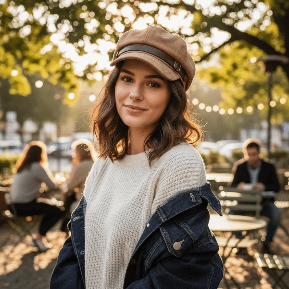 Flat Top Newsboy Hat Windproof Women Octagonal Hat Vintage Artist Hat  Autumn Winter