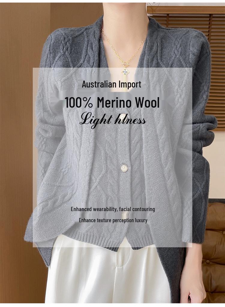 Women's Mid-Length Wool Cardigan - Autumn/Winter Casual Style