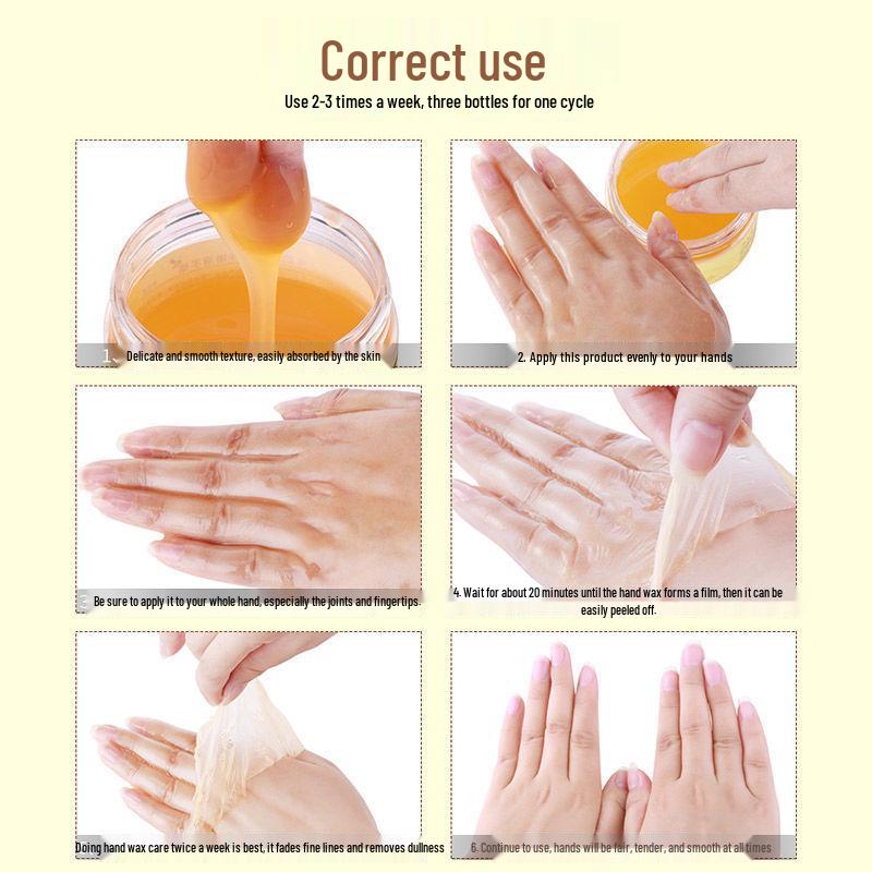 Honey Hand Wax Mask: 110g of Tender, Smooth Moisturizing Hand Care for Rough Skin & Calluses, Hydrating & Exfoliating for Soft, White Hands.