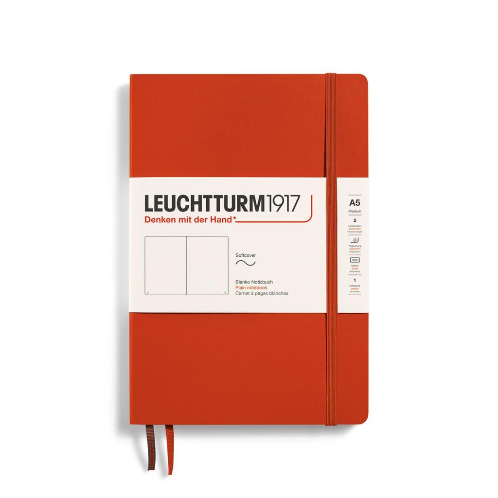 Leuchtturm A5 Plain Fox Officially Imported Notebook, Softcover, Red, 367265,