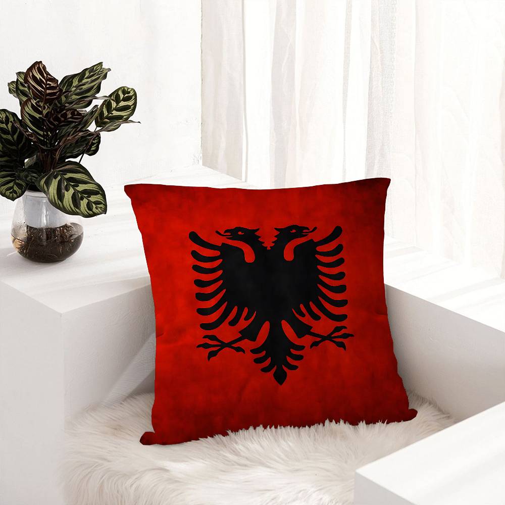 Cuscino Copricuscino Bandiera A-Albania Copricuscino da Viaggio per Auto Divano Auto Regalo di Natale 40X40Cm 45X45Cm