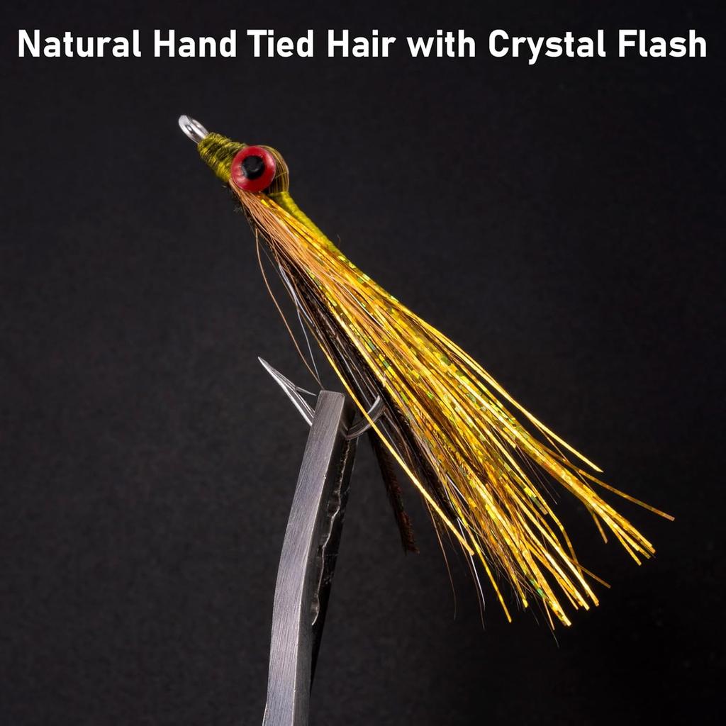 Dr.Fish 6 Pack Clouser Minnow Fishing Flies Streamer Hand Tied Bass Fly Fishing Lure Artificial Baitfish Smallmouth Saltwater Freshwater Striper