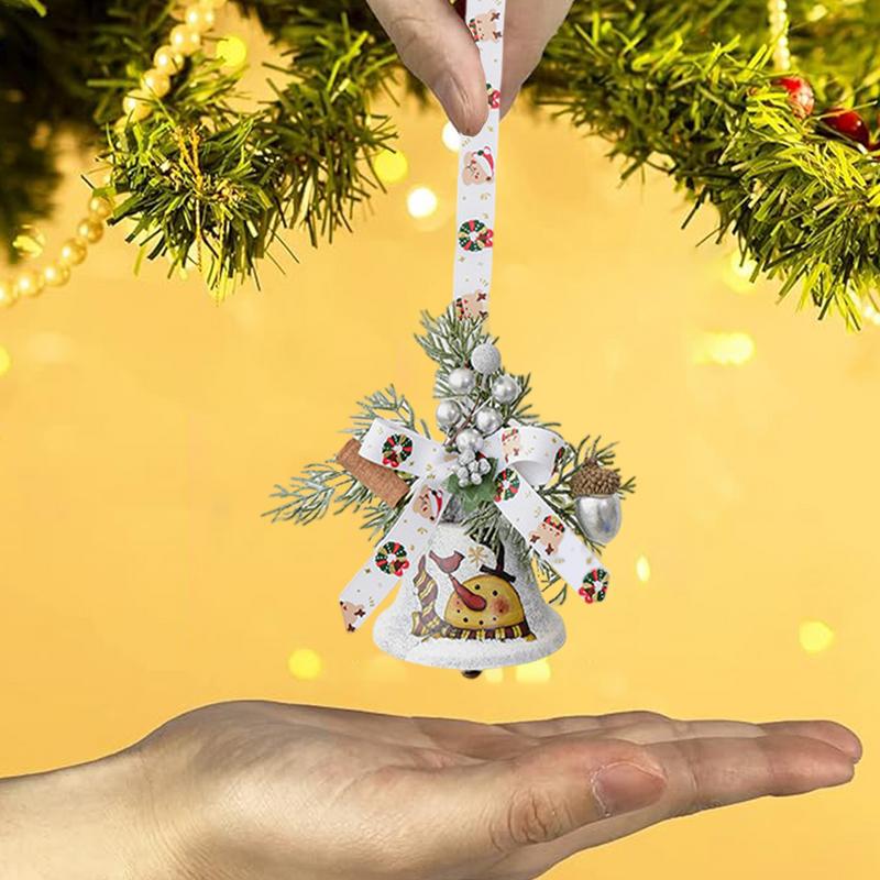 2025 Christmas Rustic Jingle Bell In Metal Pine Needle Christmas Bell Garland Ornament Indoor Outdoor Christmas Tree Pendant