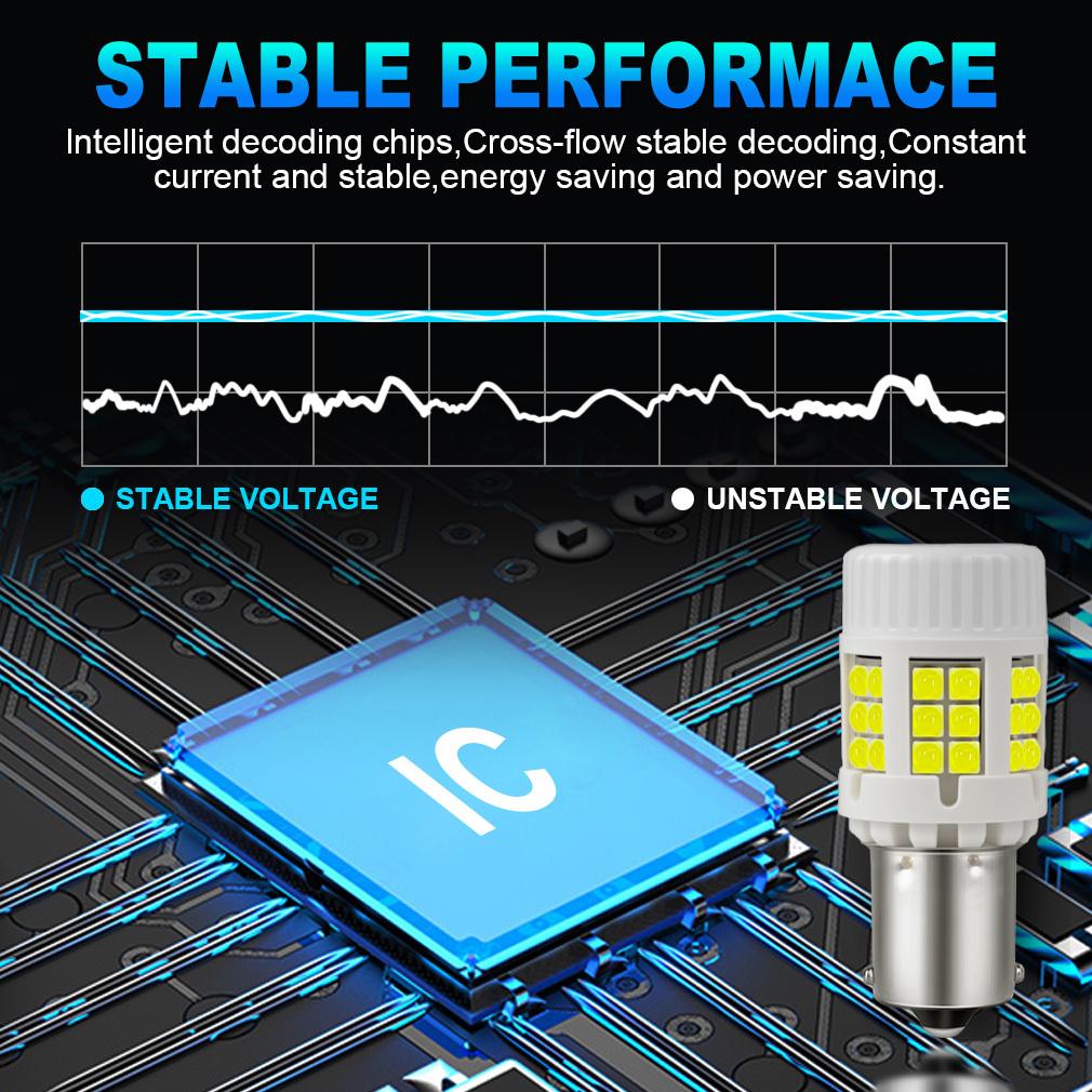 2Pcs Ceramic 1156 PY21W BAU15S LED Canbus P21W BA15S LED Bulbs No Hyperflash BAY15D 1157 P21/5W 36SMD 3030 Car Turn Signal Lights W/ Fan Auto Lamps