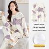 Women's 2025 Long-Sleeve Cartoon Pullover Pajamas with Chest Pad - Versatile Cotton Set for Indoor/Outdoor Wear (Autumn/Winter).