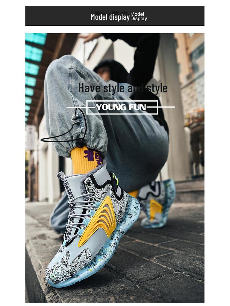 Men's Winter High-Top Basketball & Running Shoes with Popcorn Cushioning