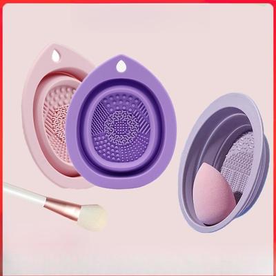 1pc Silicone Folding Dishwashing Tool, Makeup Brush, Beauty Sponge, Powder Puff, Dishwashing Tool