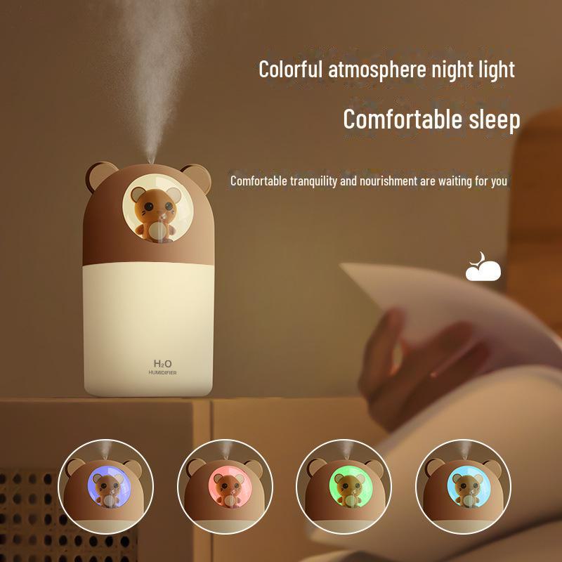 USB Portable Desktop Humidifier with Large Mist & Ambient Light - Air & Water Purifier
