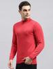 Monte Carlo Mens Solid Red High Neck Full Sleeve Pullover