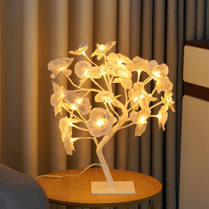 LED Cherry Blossom & Peach Phalaenopsis Table Lamp - Christmas Tree Room Decor Night Light