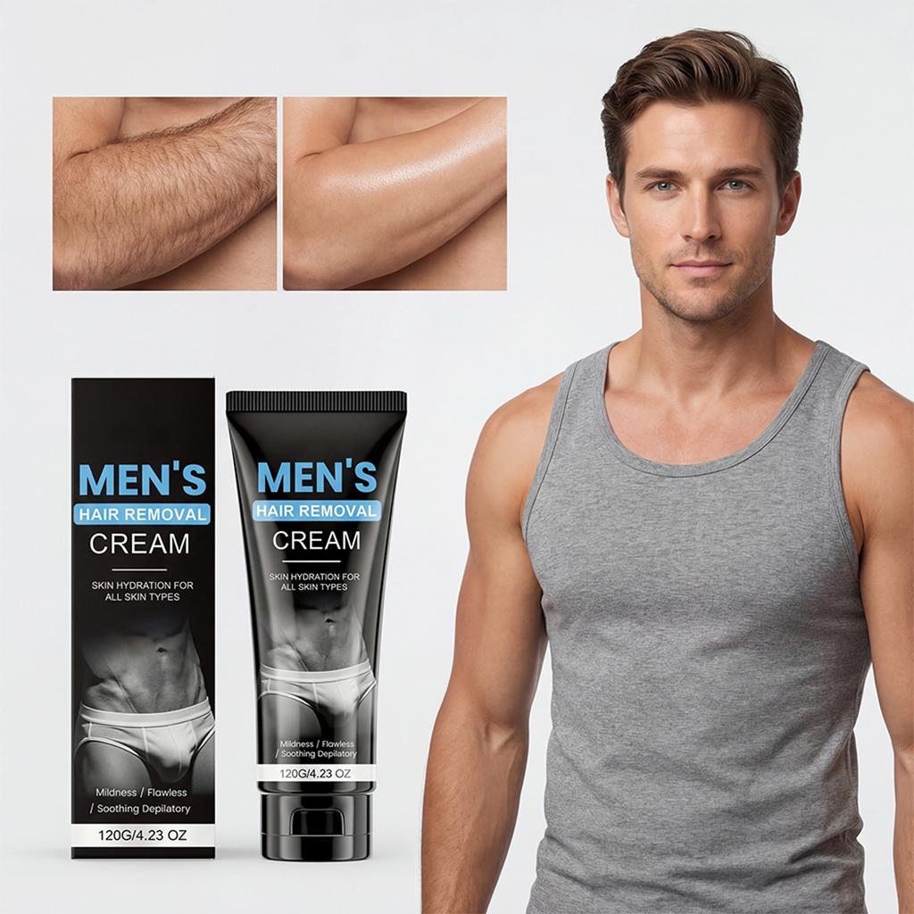 Men's Gentle Hair Removal Cream Gently Cares For Hair Removal, Cleanses The Body, Leaves It Smooth And Refreshed.