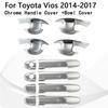 För Toyota Vios 2014 2015 2016 2017 Kromdörrhandtagsskydd och Skålskydd Dekorationslist Klistermärke Styling Biltillbehör