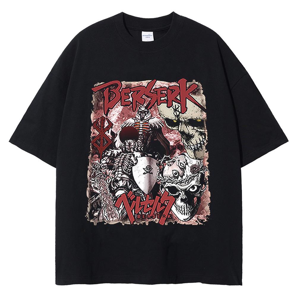 Super Cool Berserk Anime Printed Summer 100% Cotton Casual Comfortable Men's Round Neck T-Shirt Trendy Street Men's Clothing